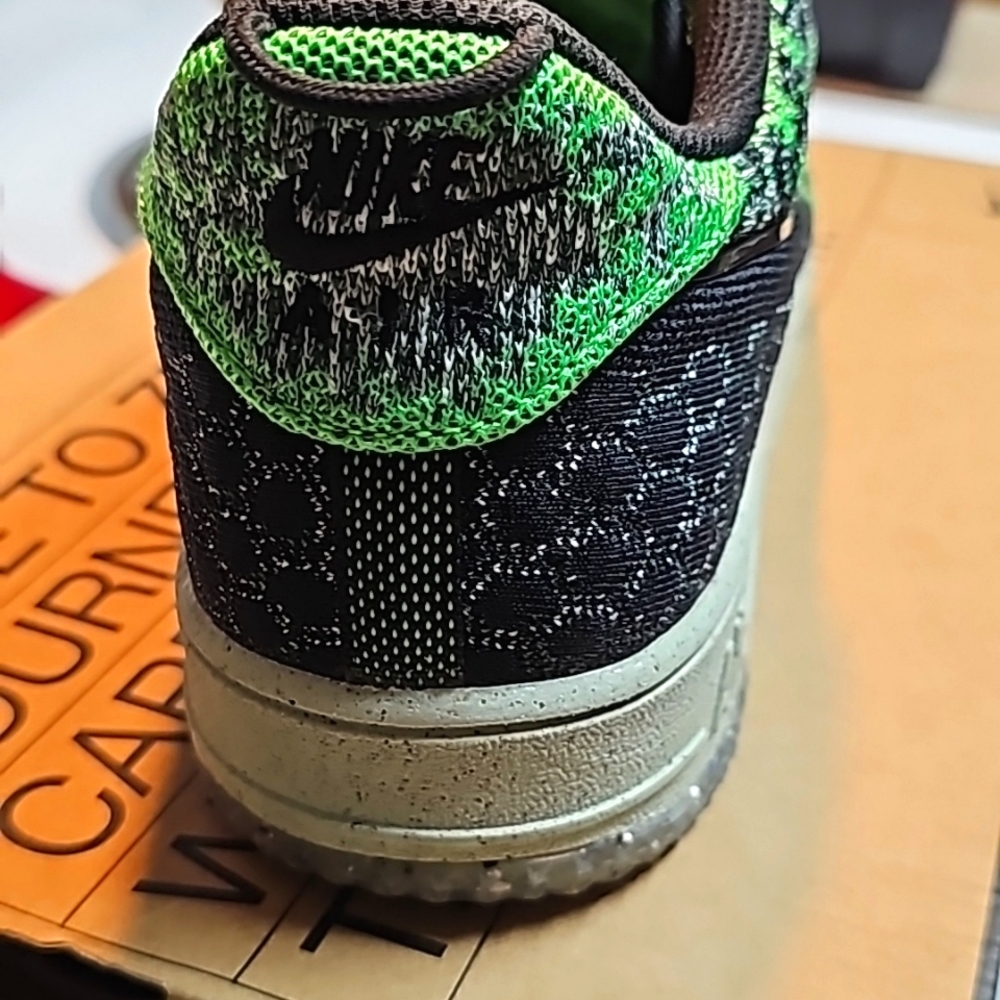 Nike AF1 Crater Flyknitt NN Size 12 Black-Scream Green 🦎✅️ - Picture 4 of 7